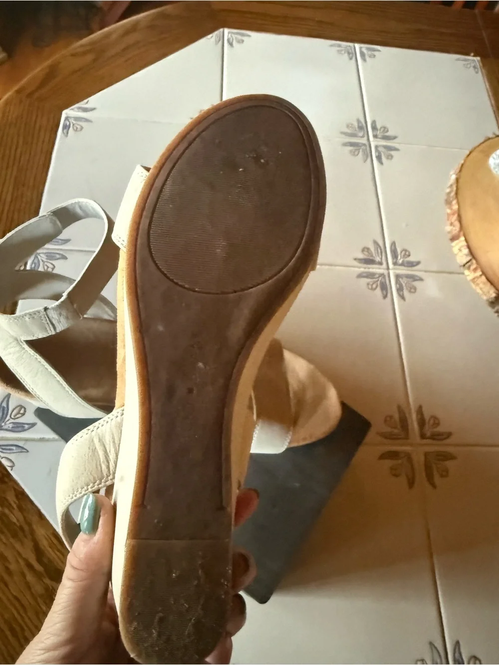 Lucky Brand Cream Wedge Sandals